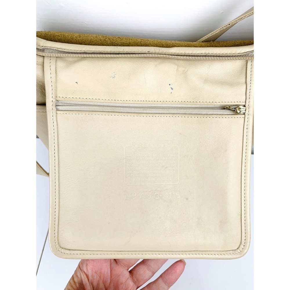 Vintage Coach Whitney Shoulder Bag Leather USA Bone White 4115 with Dust Bag - Picture 11 of 16